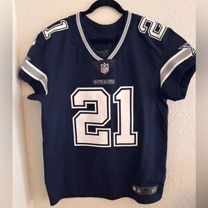 Cowboy Elliott Nike Blue and White Jersey with Number 21